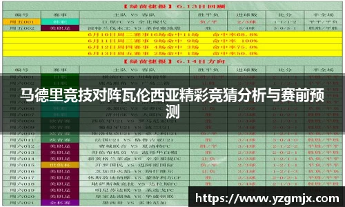 马德里竞技对阵瓦伦西亚精彩竞猜分析与赛前预测
